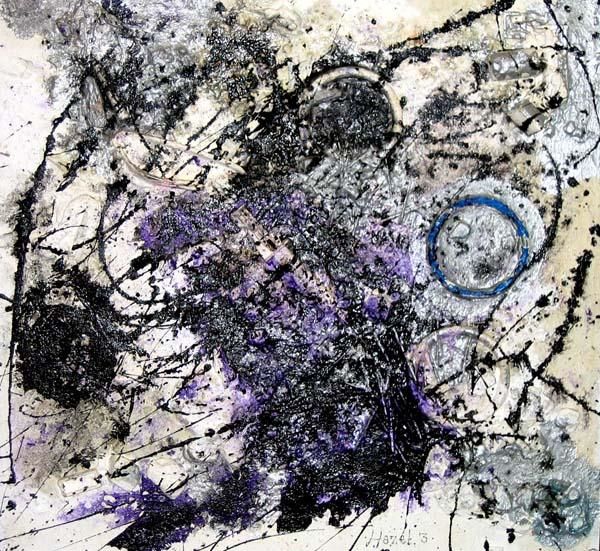 Schilderij getiteld "Blue Ring" door Hazel J.Zoid, Origineel Kunstwerk