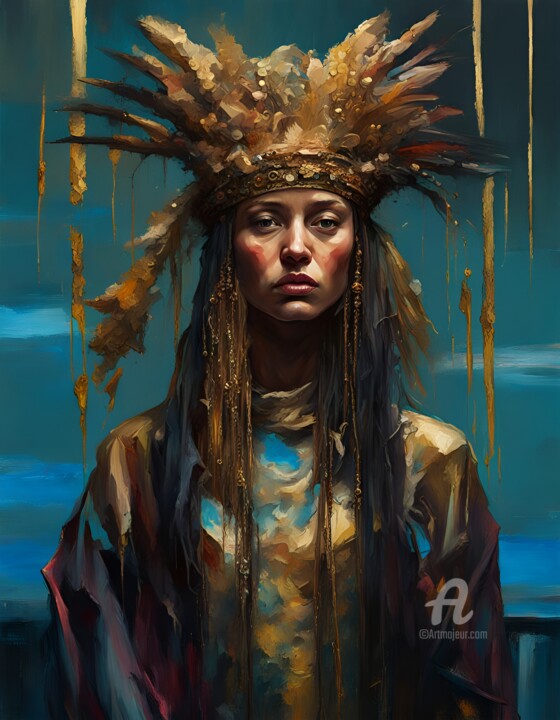 Цифровое искусство под названием "Native" - Hazel, Подлинное произведение искусства, Изображение, сгенерированное ИИ