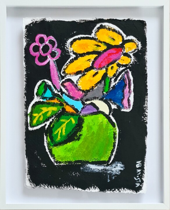 Painting titled "Purple Flower" by Hbatista, Original Artwork, Acrylic