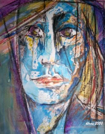 Pintura intitulada "Les yeux violets" por Hbron, Obras de arte originais