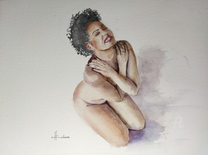 Pintura intitulada "Morning Smile" por Horacio Cobas, Obras de arte originais, Aquarela