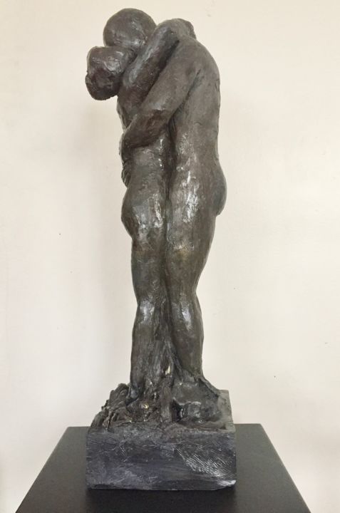Sculpture titled "Couple Statue Sculp…" by Hiam Demeulenaere, Original Artwork, Terra cotta