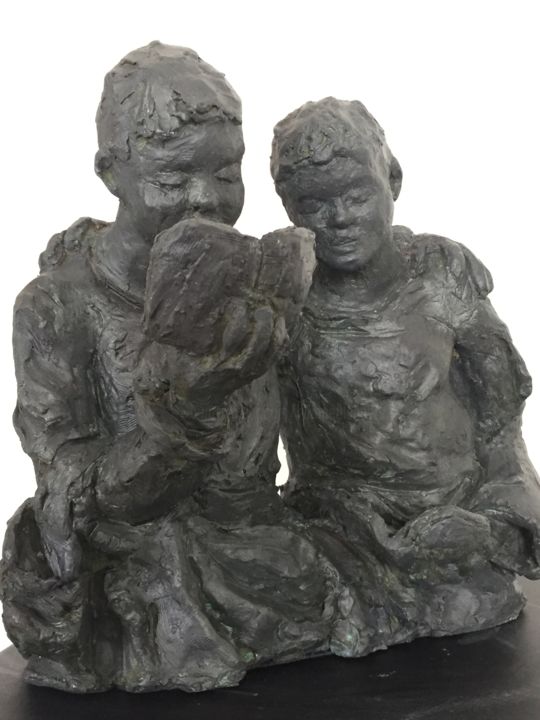 Sculpture intitulée "Les choristes Statu…" par Hiam Demeulenaere, Œuvre d'art originale, Terre cuite