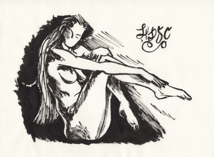 Drawing titled "noir et blanc N°3" by Hdsc, Original Artwork, Ink