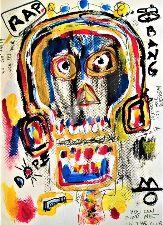 Painting titled "Abstract Skull Art.…" by Headbuum, Original Artwork, Acrylic