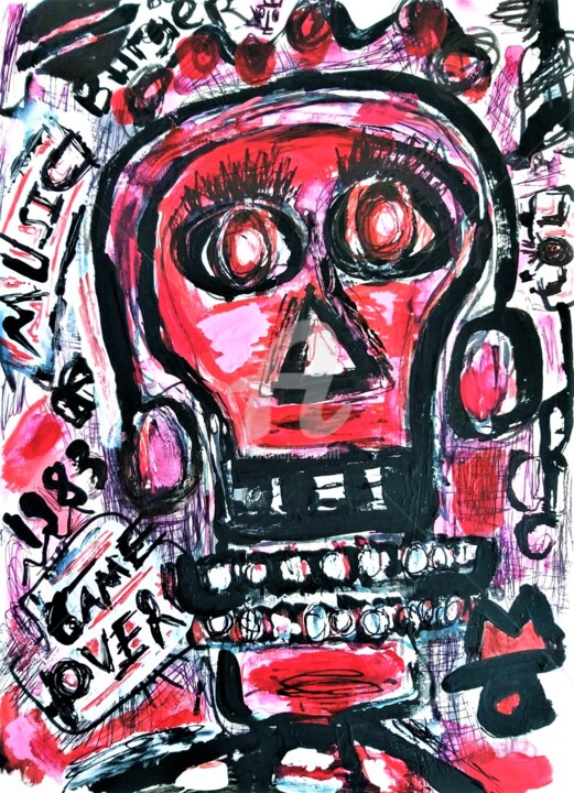 Malerei mit dem Titel "Abstract Skull Art.…" von Headbuum, Original-Kunstwerk, Acryl