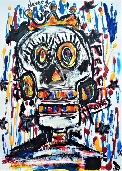 Malerei mit dem Titel "Abstract. Skull. Pa…" von Headbuum, Original-Kunstwerk, Acryl