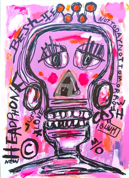 Painting titled "Abstract. Skull. St…" by Headbuum, Original Artwork, Acrylic