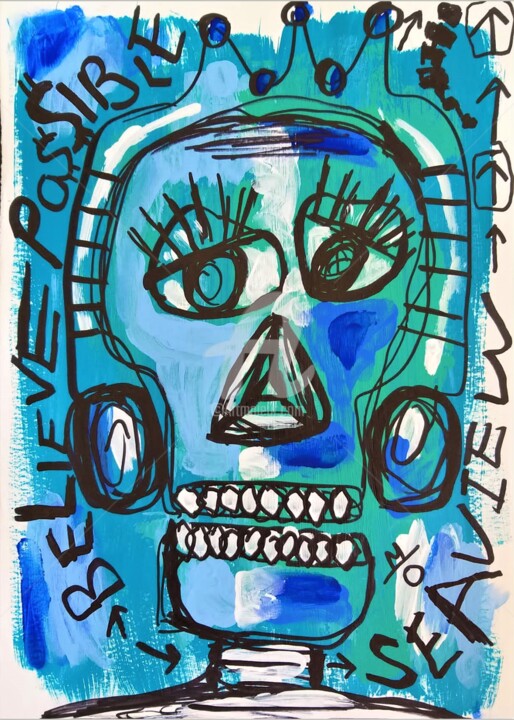 Schilderij getiteld "Skull. Art. Basquia…" door Headbuum, Origineel Kunstwerk, Acryl