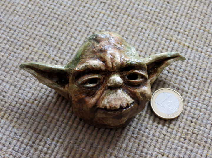 Sculpture titled "yoda" by Headcool, Original Artwork, Terra cotta