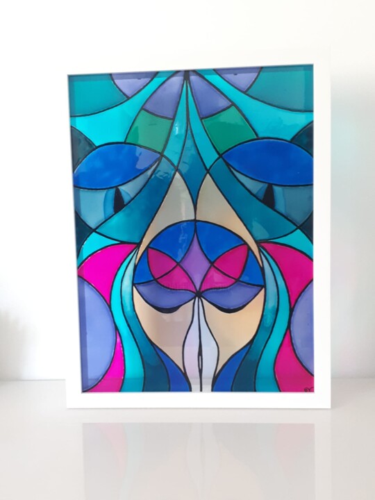 Painting titled "Nymphea" by Heart De Lumière, Original Artwork, Stained glass painting
