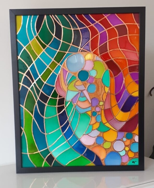 Painting titled "Inspiration" by Heart De Lumière, Original Artwork, Stained glass painting