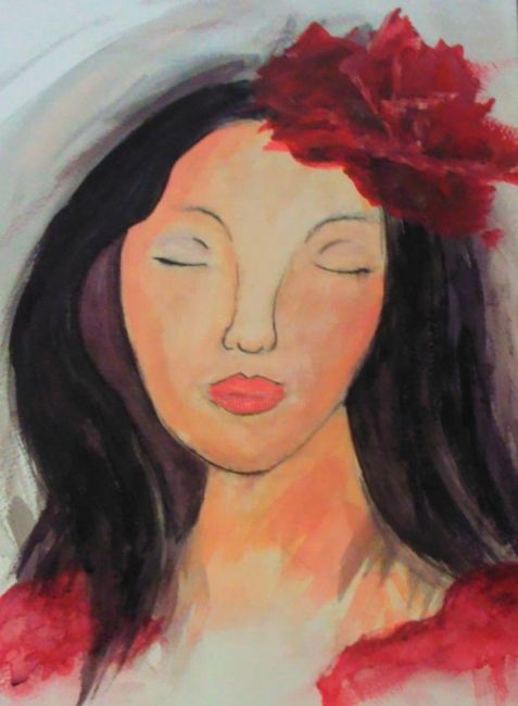 Painting titled "Spanish Rose" by Amanda Bray, Original Artwork