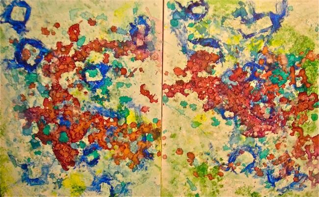 Pintura intitulada "wax abstract" por Heather Caton, Obras de arte originais, Óleo