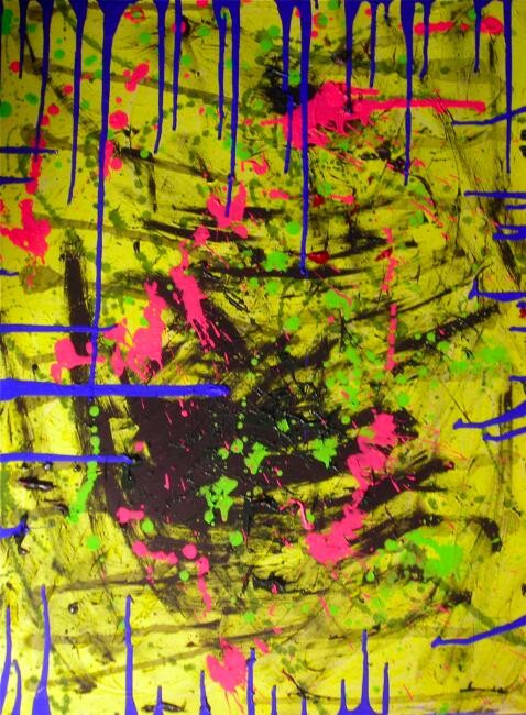 Malerei mit dem Titel "yellow abstract" von Heather Caton, Original-Kunstwerk, Öl