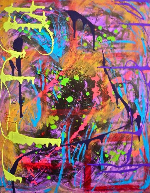 Peinture intitulée "purple abstract" par Heather Caton, Œuvre d'art originale, Huile