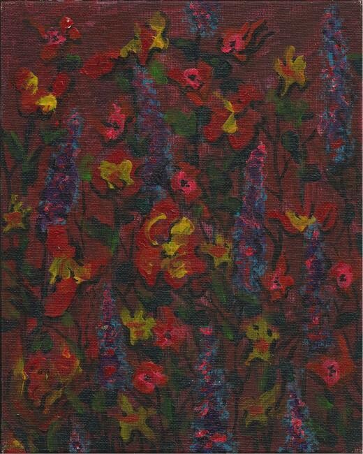 Painting titled "floral" by Heather Caton, Original Artwork, Oil