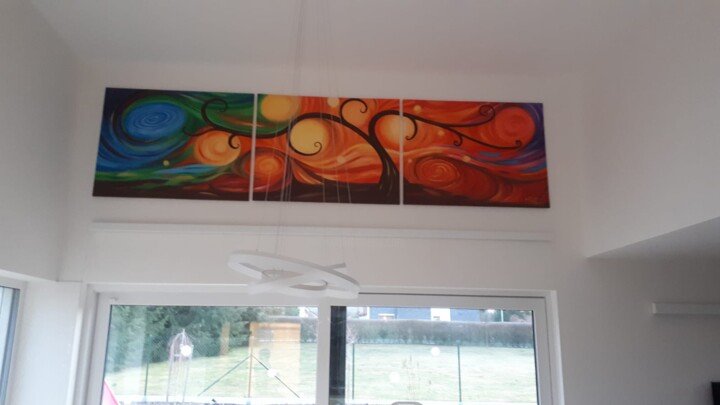 Painting titled "Abstract Triptych" by Heather Crowther, Original Artwork, Acrylic