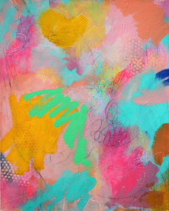 Картина под названием "Hi-Frequency" - Heather Hailstones, Подлинное произведение искусства, Акрил Установлен на Деревянная…
