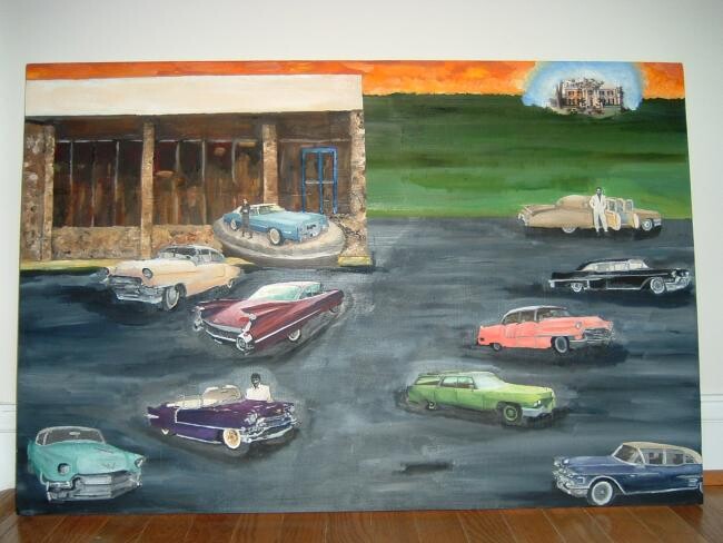 Painting titled "Elvis Presley's Cad…" by Heather Saunders, Original Artwork