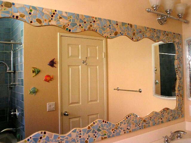 Painting titled "Mosaic Bathroom Mir…" by Heather Shannon, Original Artwork