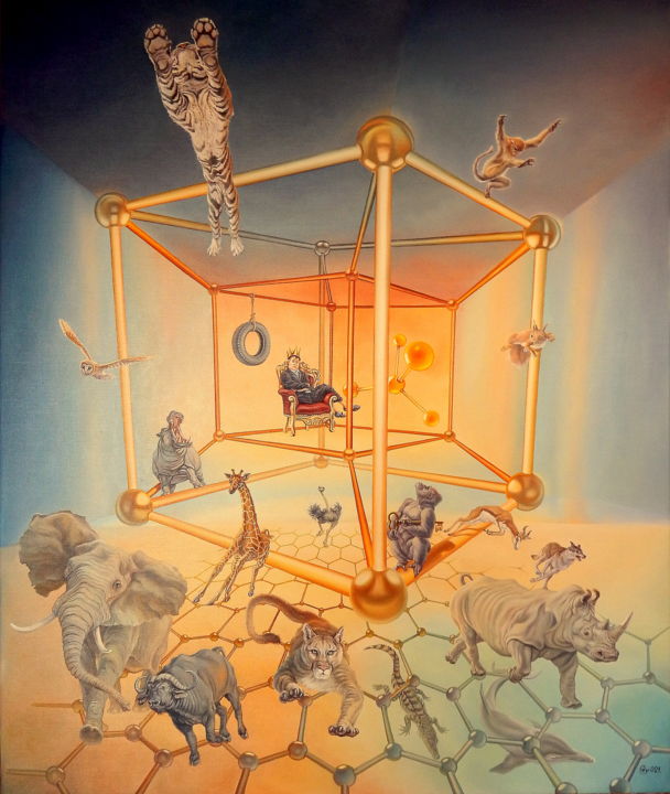 Painting titled "The molecule of arr…" by Gyuri Lohmuller, Original Art, Oil