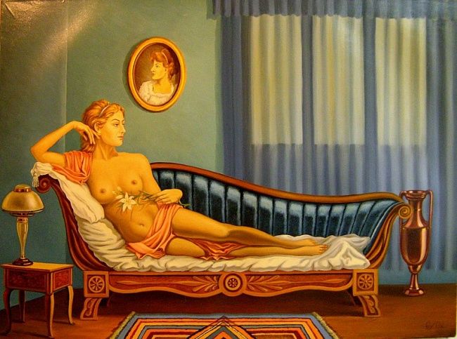 Картина под названием "nude" - Gyuri Lohmuller, Подлинное произведение искусства, Масло