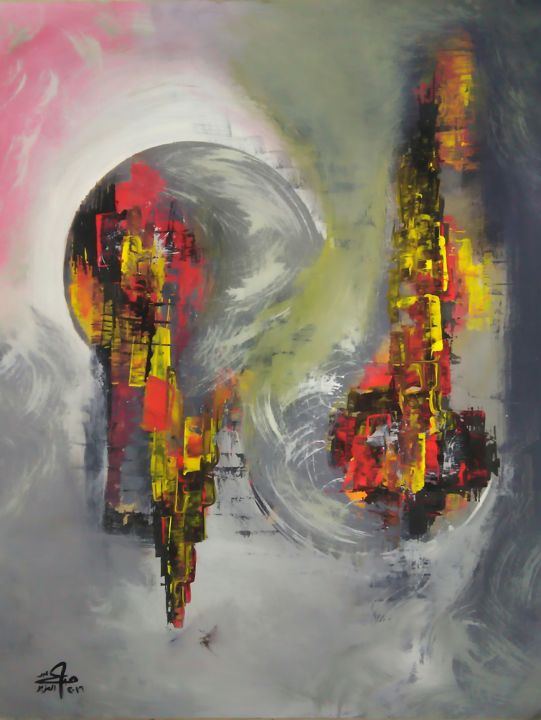 Painting titled "Together even diffr…" by Heba  Abdelaziz, Original Artwork