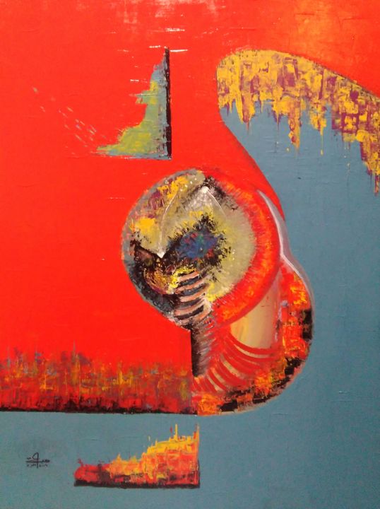 Malarstwo zatytułowany „Revolution” autorstwa Heba  Abdelaziz, Oryginalna praca, Akryl
