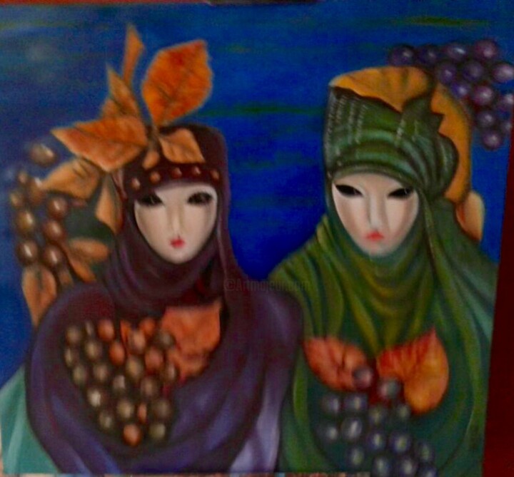 Pintura titulada "Venetian figures" por Hebe Beatriz Alioto, Obra de arte original, Oleo