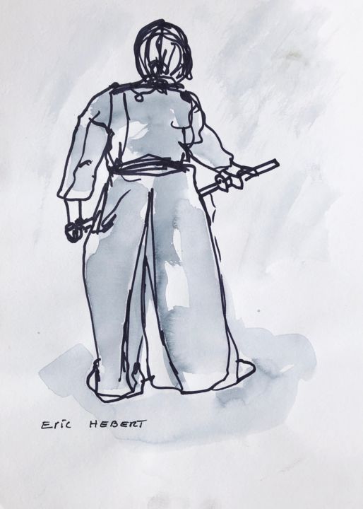 Drawing titled "Samourai#1.jpg" by Eric Hebert, Original Artwork