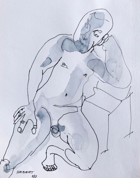 Drawing titled "Penseur.jpg" by Eric Hebert, Original Artwork