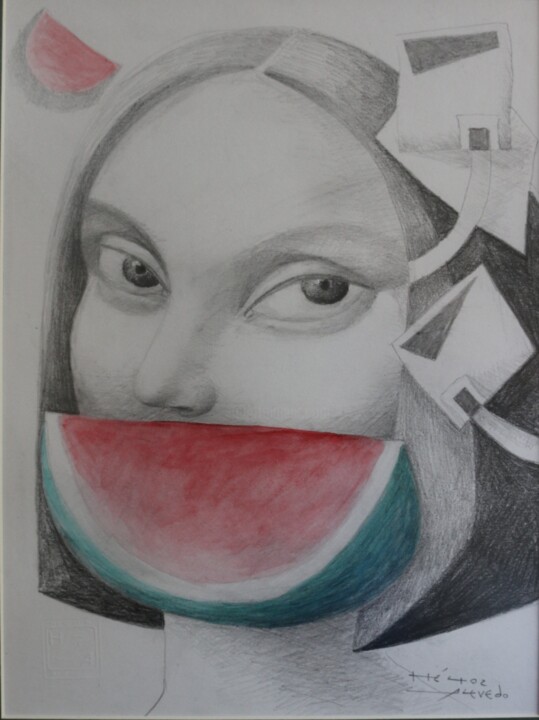 Drawing titled "Mujer V" by Hector Acevedo, Original Artwork, Graphite Mounted on Other rigid panel