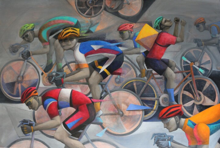 Painting titled "La carrera" by Hector Acevedo, Original Artwork, Oil