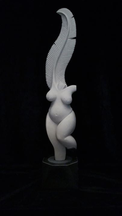 Sculpture intitulée "Plume  d'amour" par Hector Bouchet, Œuvre d'art originale, Pierre