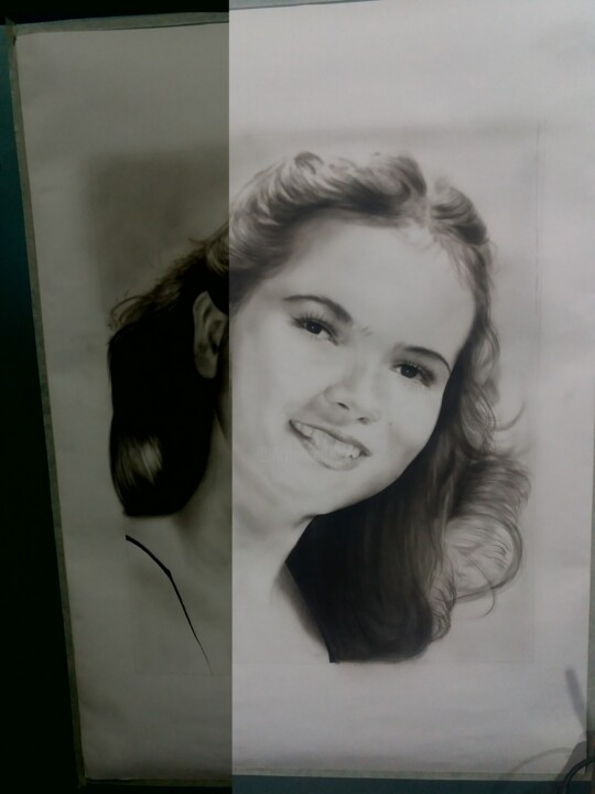 Tekening getiteld "retrato lapiz" door Hector Mario Restrepo Salazar (EL ARTE HECHO A MANO), Origineel Kunstwerk, Houtskool