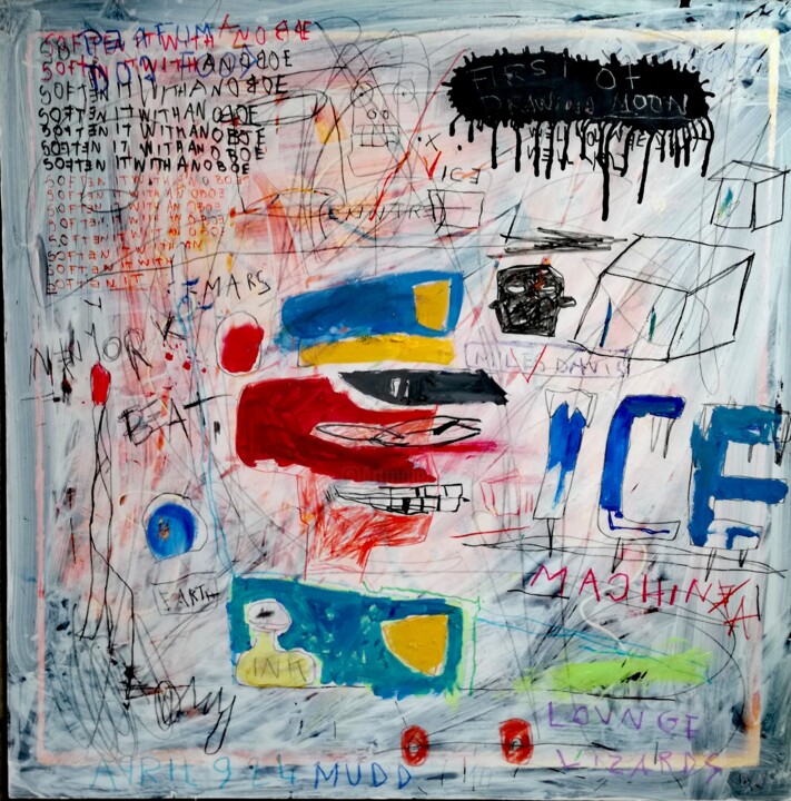 Painting titled "basquiat soundtracks" by Hector O'Kanin, Original Artwork, Acrylic