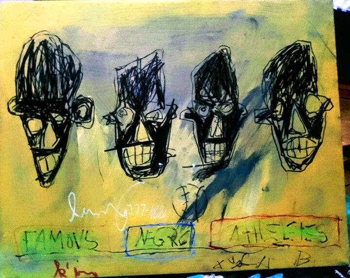 Painting titled "4 héros" by Hector O'Kanin, Original Artwork, Acrylic