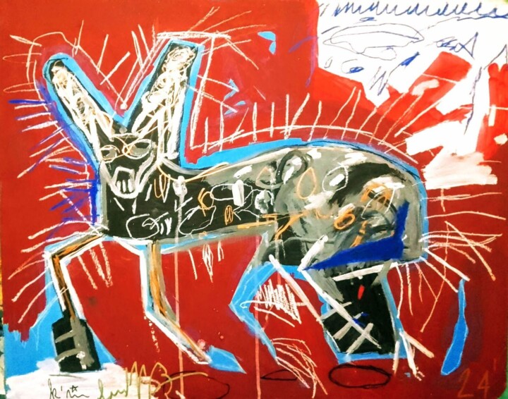 "Blue cat" başlıklı Tablo Hector O'Kanin tarafından, Orijinal sanat, Akrilik