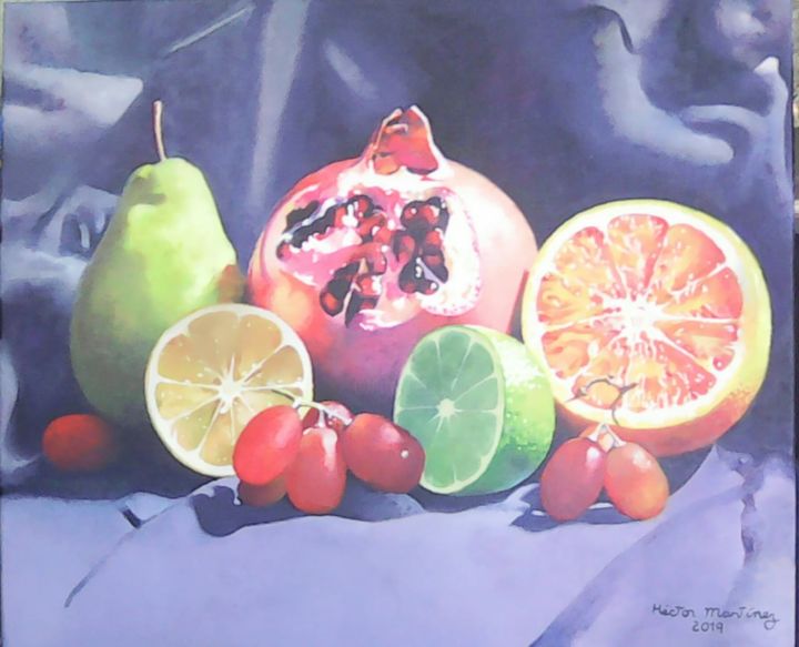 Pittura intitolato "bodegon-tropico.jpeg" da Hector Radhames Martinez Sanchez, Opera d'arte originale