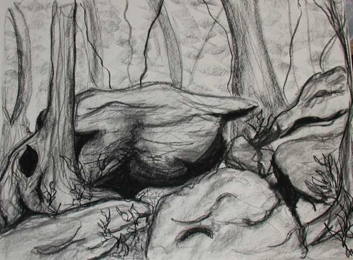 Printmaking titled "The Rocks At Cunnin…" by Heidi Elmore, Original Artwork