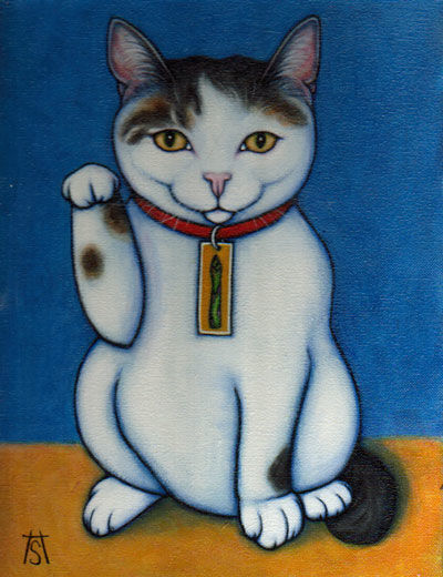 Painting titled "Maneki Neko Sneakers" by Heidi Shaulis, Original Artwork