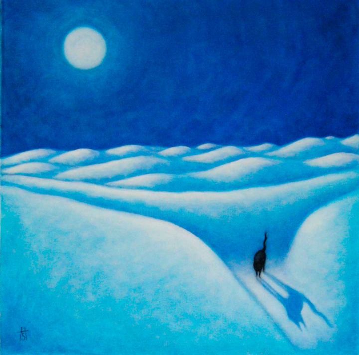 Painting titled "Moonshadow II" by Heidi Shaulis, Original Artwork, Oil