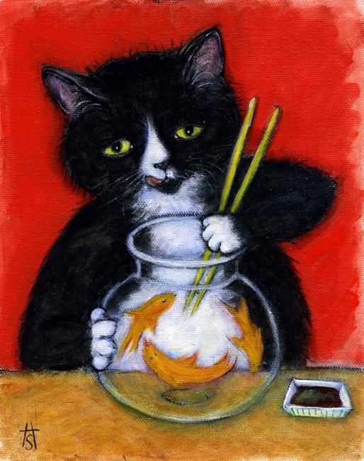 Painting titled "Sashimi Time" by Heidi Shaulis, Original Artwork
