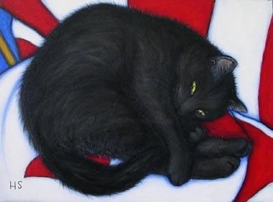 Ζωγραφική με τίτλο "Black Cat" από Heidi Shaulis, Αυθεντικά έργα τέχνης
