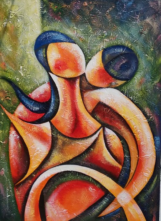 Painting titled "Abrazo" by Heidy Garcia, Original Artwork