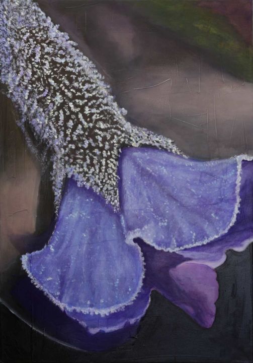 Painting titled "Leinenblüte im Frost" by Heike Gausmann, Original Artwork, Acrylic