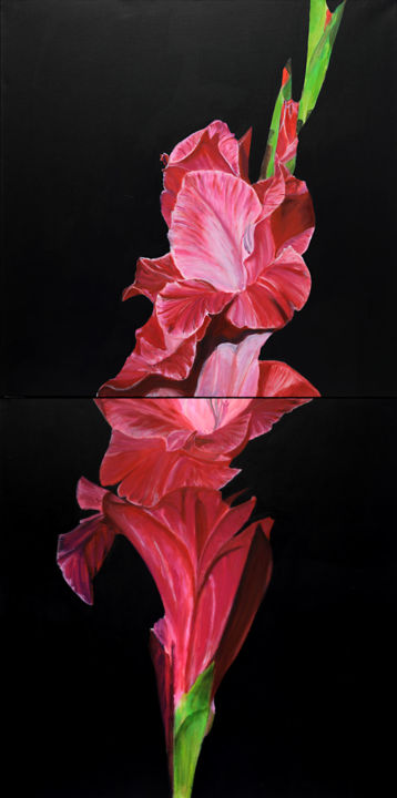 Painting titled "Gladiolus" by Heike Gausmann, Original Artwork, Acrylic