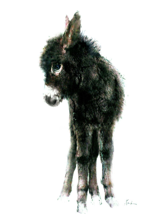 Ζωγραφική με τίτλο ""Young Donkey"" από Hein Kocken, Αυθεντικά έργα τέχνης, Ψηφιακή εκτύπωση Τοποθετήθηκε στο Plexiglass
