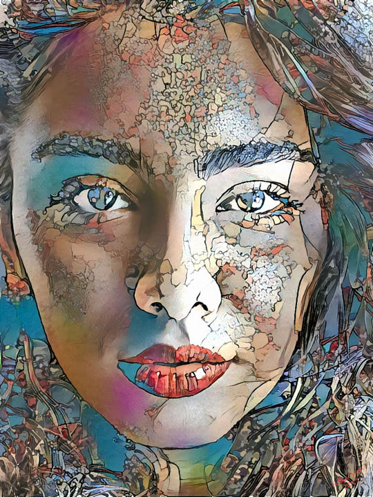 Digital Arts titled "Portrait #04" by Heinz Bucher, Original Artwork, Digital Painting Mounted on Aluminium